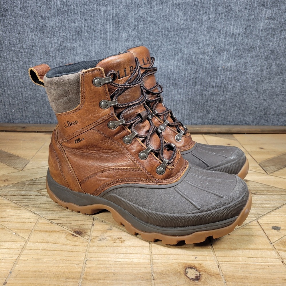 L.L. Bean Storm Chaser 5 Mens 8.5 M Duck Boots Brown Leather Primaloft Tek 2.5